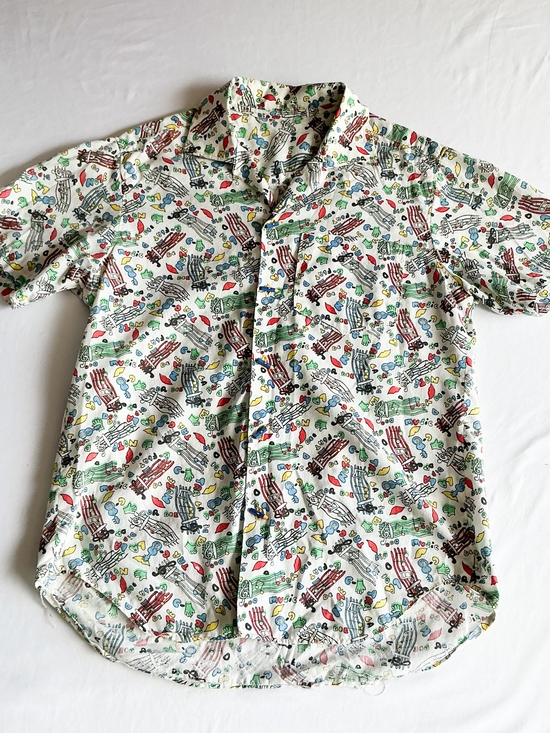 Tops - Music Teacher Shirt Novelty Print Short Sleeve Hand Made Colored Pencil Button M